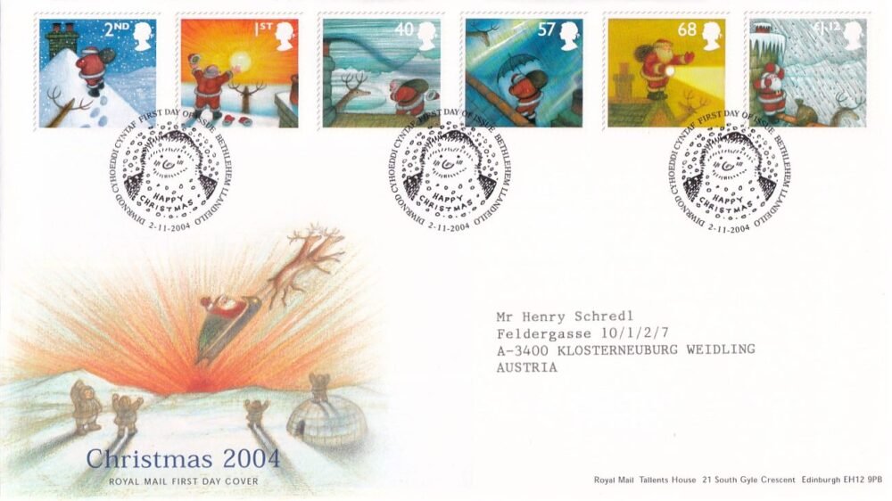 2004. Nagy-Britannia, karácsony sorozat FDC