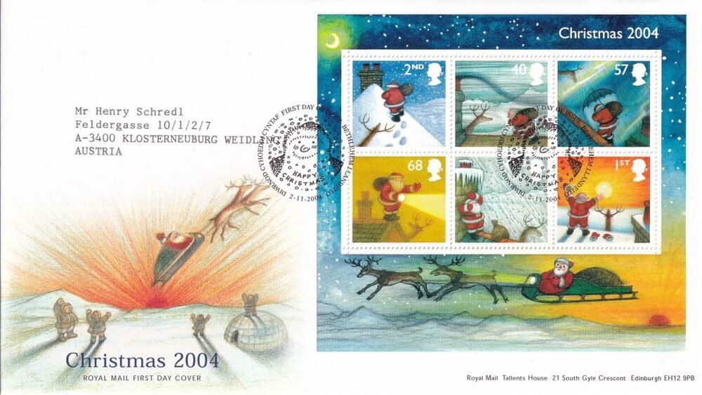 2004. Nagy-Britannia, karácsony blokk FDC
