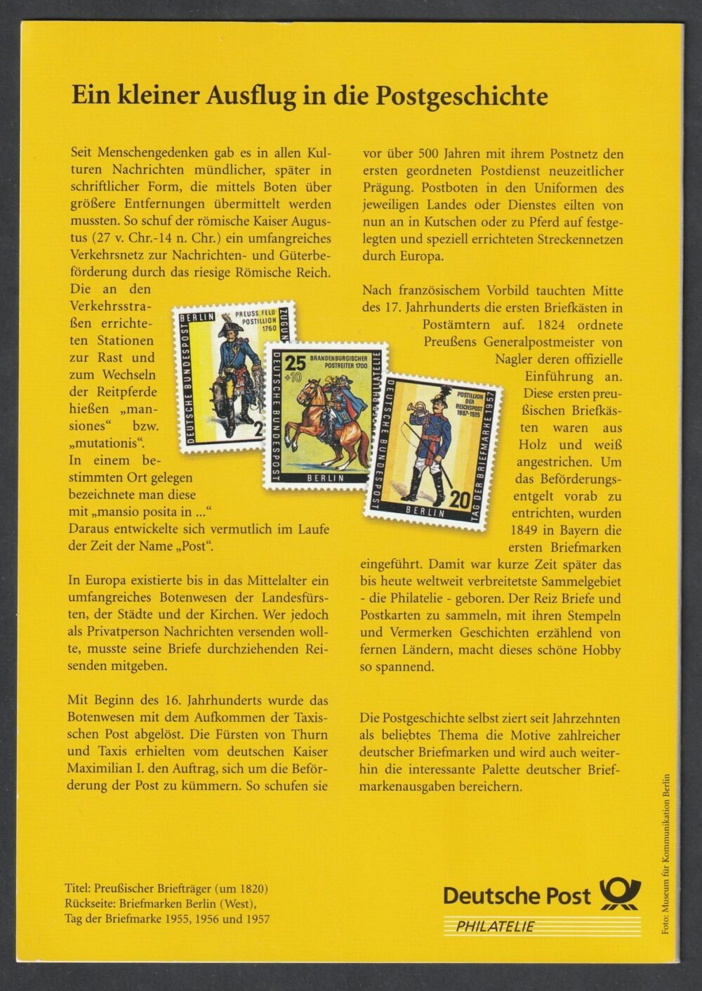 1994. Németország, Postatörténet német bélyegeken bélyegfüzet