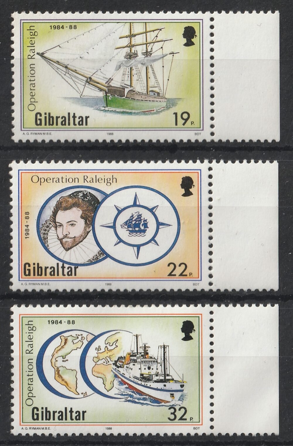 1988. Gibraltár, Raleigh expedíció 1984-88. ívszéli sor