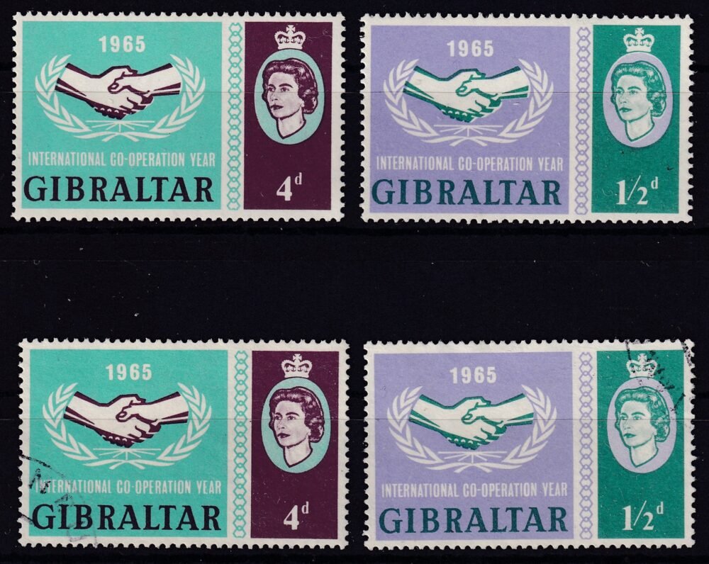 1965. Gibraltár, Nemzetközi együttműködés éve postatiszta és futott sor