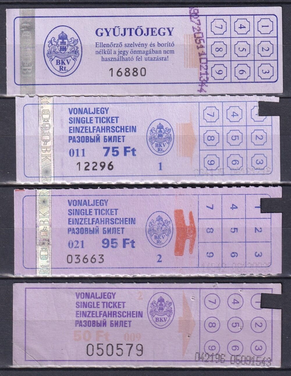 4 db klf BKV, Vonaljegy