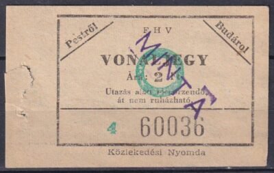 Fővárosi Hajózási Vállalat (FHV), vonaljegy MINTA (Ritka!)