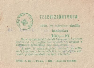 1979.  Budapest, Televízió nyugta