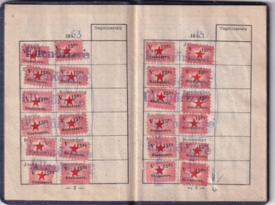 1962. Szakszervezeti Tagsági Könyv - többszáz tagsági bélyeggel - Image 3