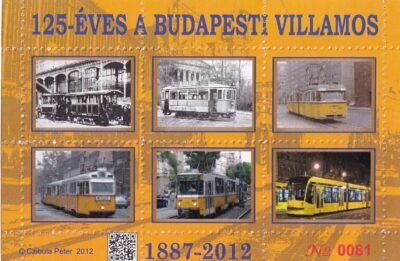 2012, 125-éves a budapesti villamos, azonos sorszámú színes és feketenyomat