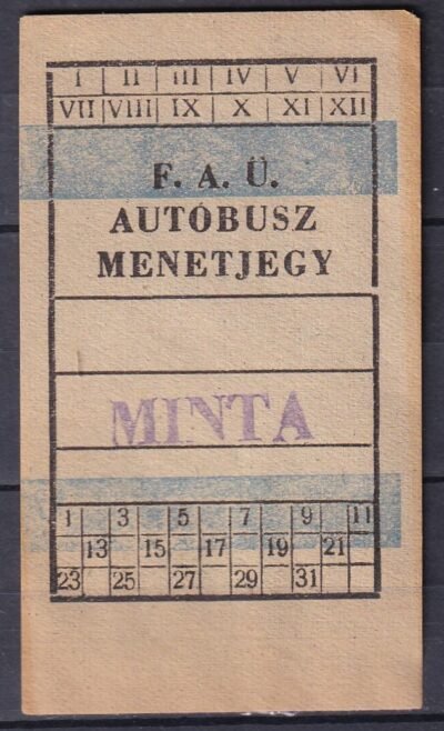 F.A.Ü. Autóbusz Menetjegy, MINTA