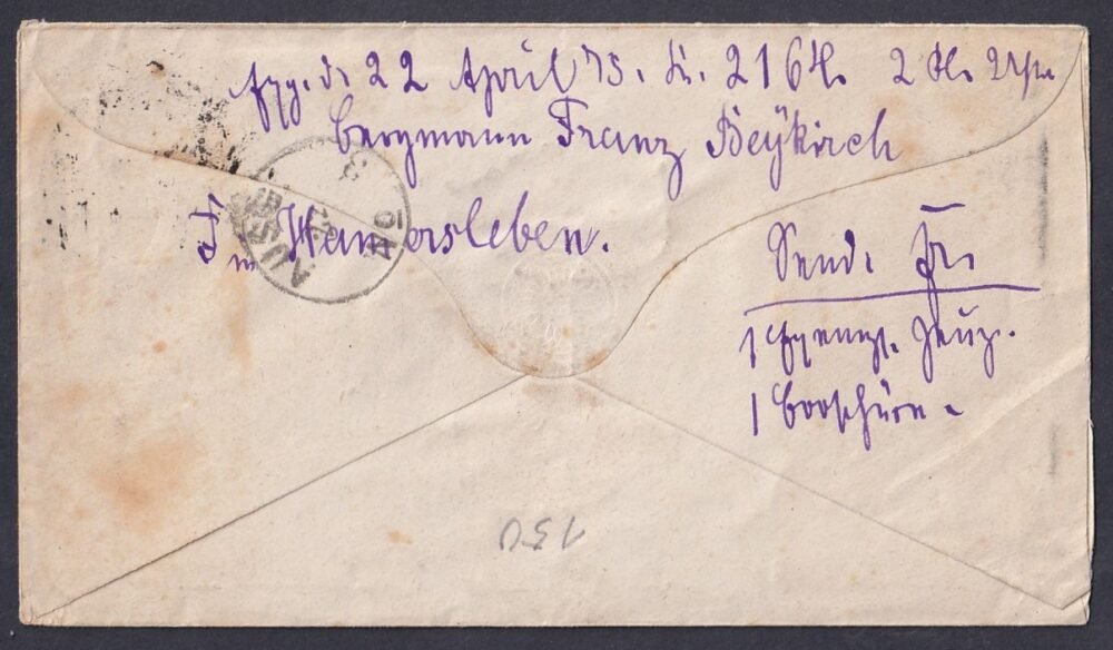 1875. Hamersleben, Coburg (Bajorország)-ba feladott dijjegyes boríték - Image 2