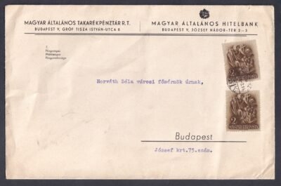 1938. Budapest helyben feladott 2. súlyfokozatú nyomtatvány boríték