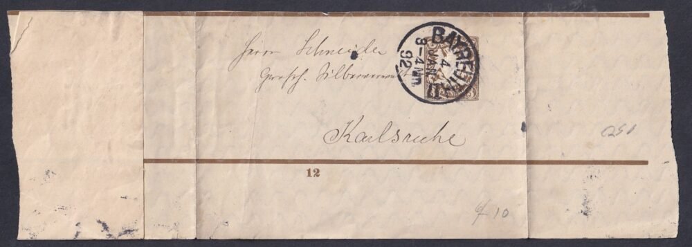 1892. Bayreuth, Magyarországra feladott díjjegyes címszalag - Image 2
