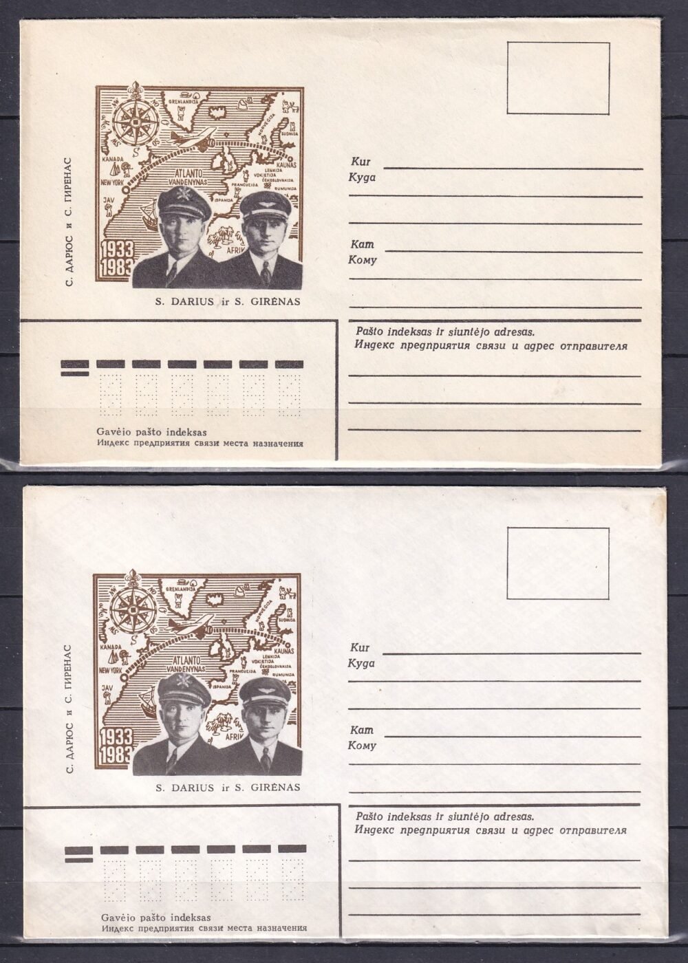 1983. Litvánia, Stepona Darius és Stasys Girénas emlékére ( 4 db. boríték)