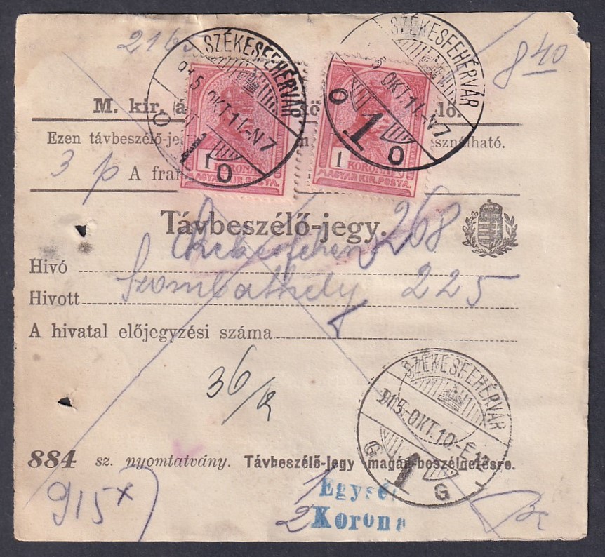 IMG_20250428_0072 1915. Székesfehérvár, Távbeszélő-jegy