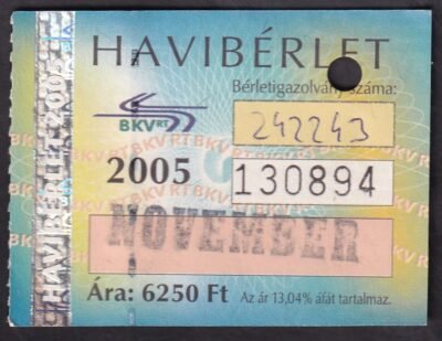 2005, BKV, havibérlet