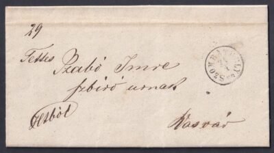1868. Szombathely, Vasvárra feladott ex offo levél - teljes tartalommal