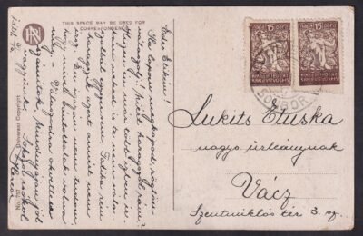 1921. Sombor (Jugoszlávia) Vácra feladott képeslap