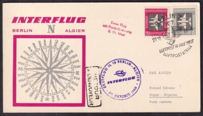 1966. Első repülés Berlin-Algéria, légiposta levelezőlap