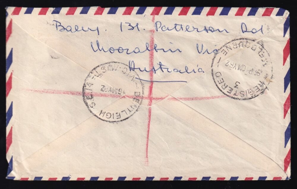 1962. Ausztrália, Magyarországra feladott ajánlott légiposta levél - Image 2