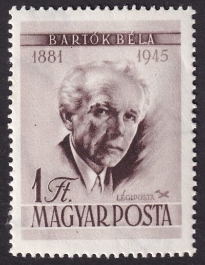1955. Bélyegnap-28. Bartók Béla I. tévny. (összekötő vonal az “L” és “A” között)