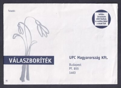 Előre nyomott Díjelőleges UPC válaszboríték