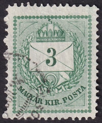1874. 3 kr, szabályos 12,3/4-es fogazással (Ritka kombináció!)