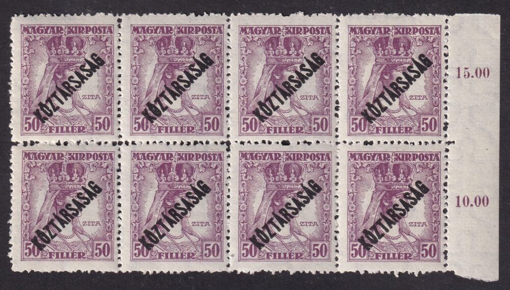 1918. 50f. 8-as ívszéli tömb