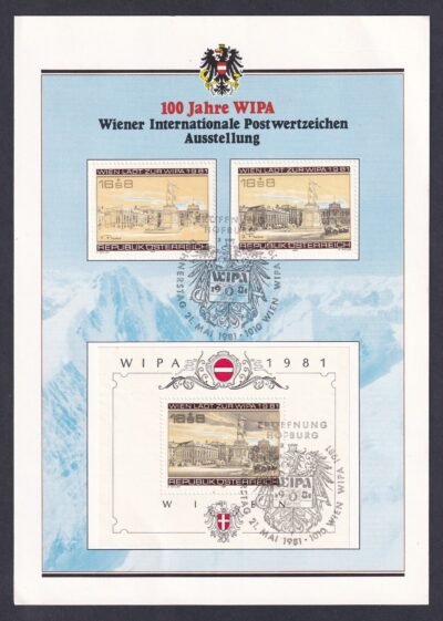 1981. Ausztria, 100 éves a WIPA emléklap, alkalmi bélyegzéssel