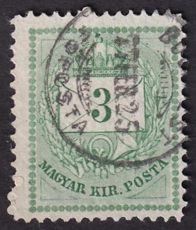 1874. 3 kr szabályos vegyes fogazattal: 13:12.1/2 (ritkább jóval mint az alap méret!)