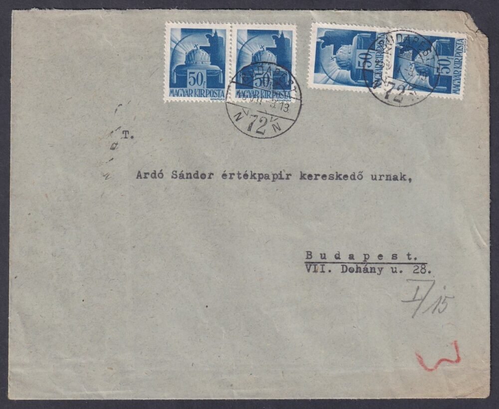 1945. Budapest – helyben feladott levél.