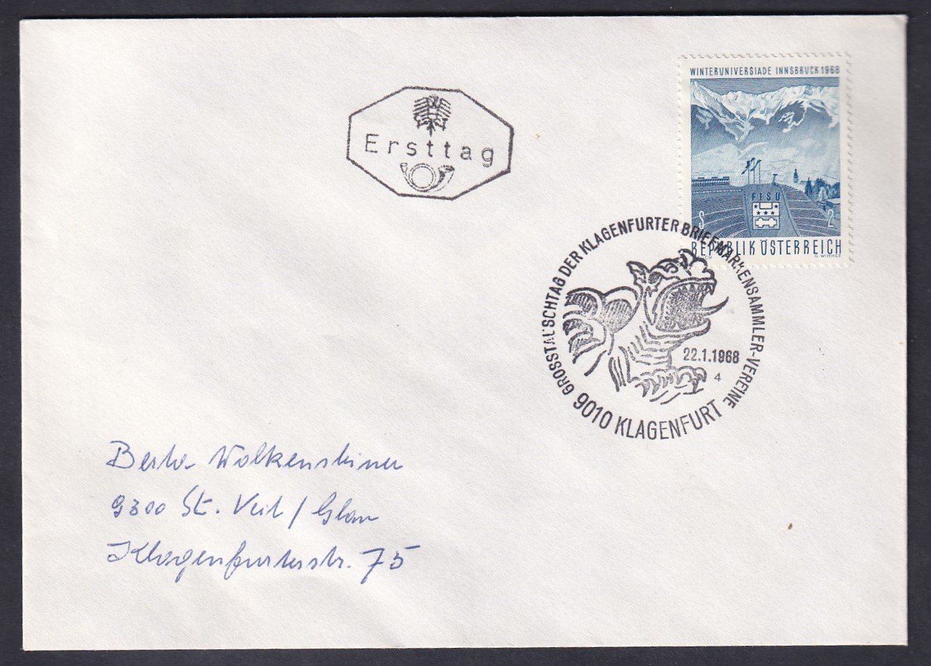 1968. Ausztria, FDC levél, alkalmi bélyegzéssel
