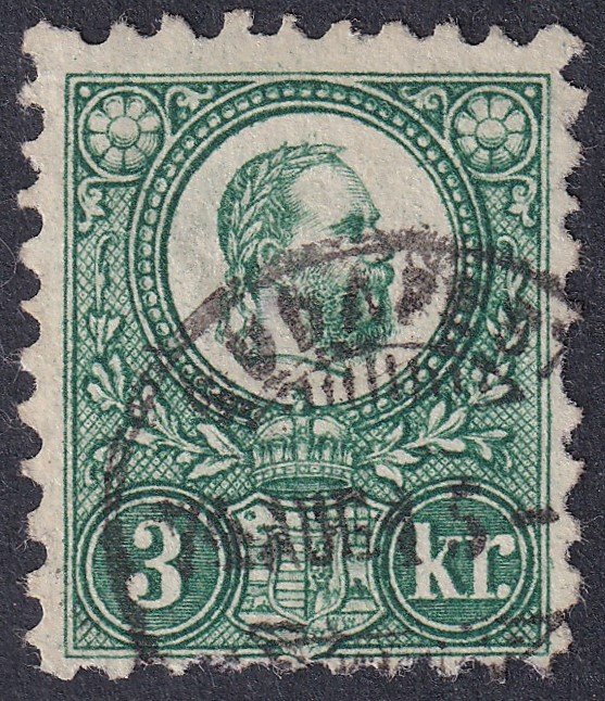 1871. Réznyomat 3 kr, kékeszöld