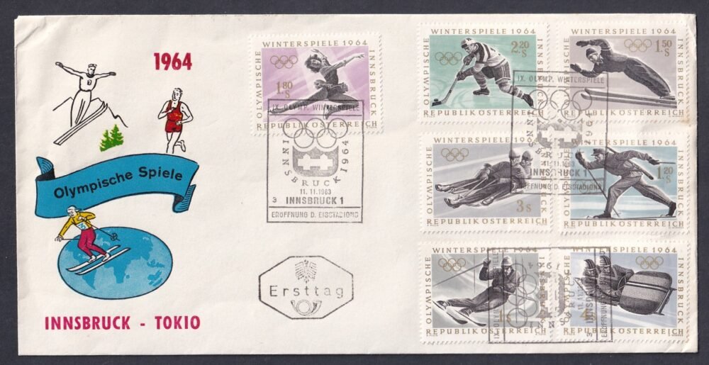 1964. Austria, Téli olimpia (teljes) sor FDC - így ritka!