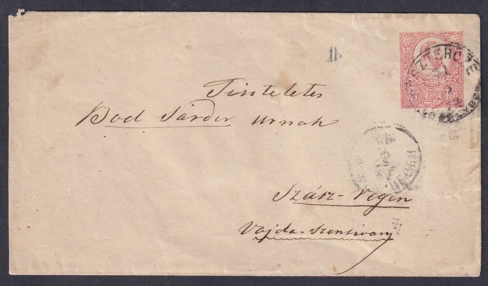 1873. BESZTERCZE / ERDÉLYBEN, Szászrégenbe feladott  5 kr díjjegyes boríték