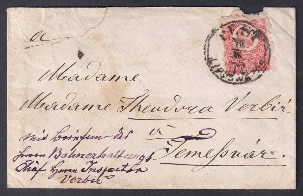 1872. PEST, Temesvárra feladott levél