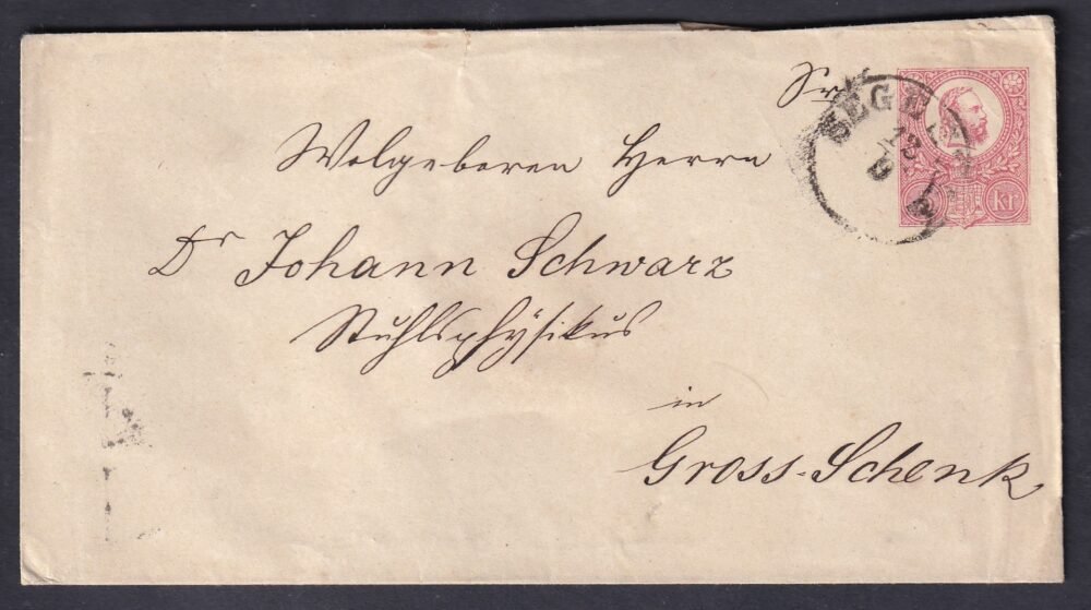 1873. Segesvár, 5 kr díjjegyes boríték