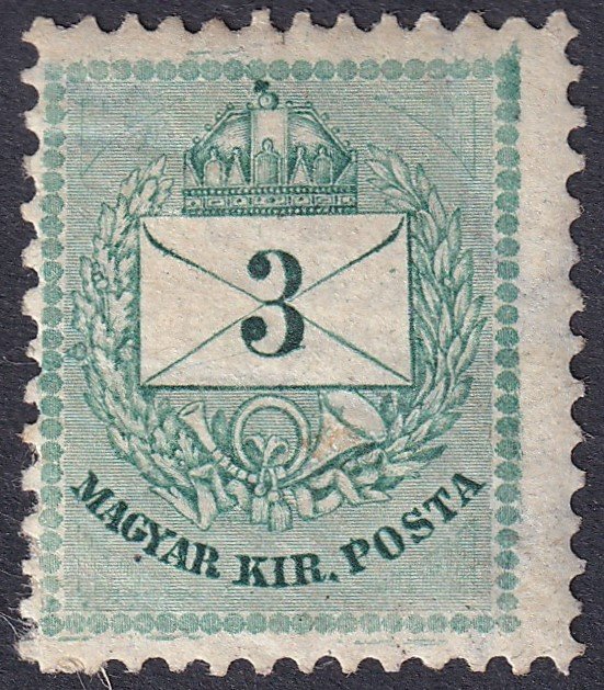 1890/91. 3 kr II E* (festékfolttal)