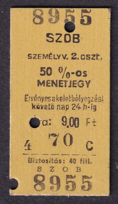 Szob 50%-os menetjegy, 2.osztály