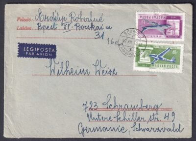 1962. Budapest, Németországba feladott légiposta levél