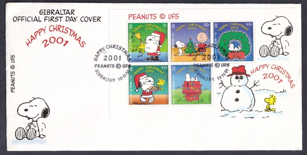 2001. Gibraltár, Karácsonyi FDC boríték, alkalmi bélyegzéssel