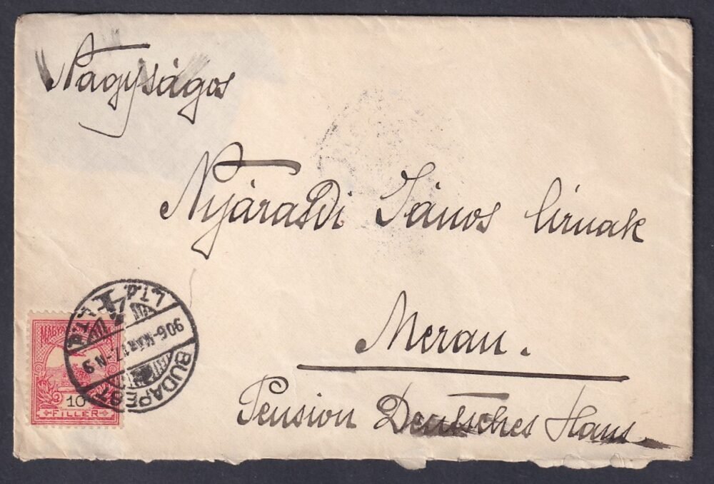 1906. Budapest, Meranba feladott levél