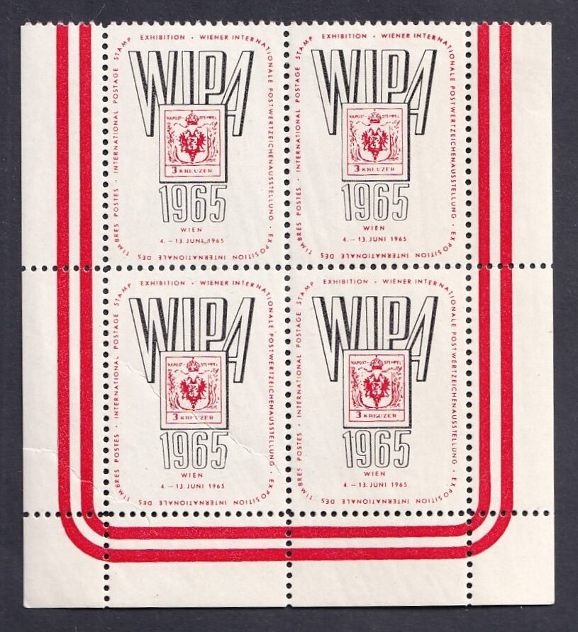 1965. Ausztria, Bécsi Nemzetközi Bélyeg Kiállítás, 4-es tömb