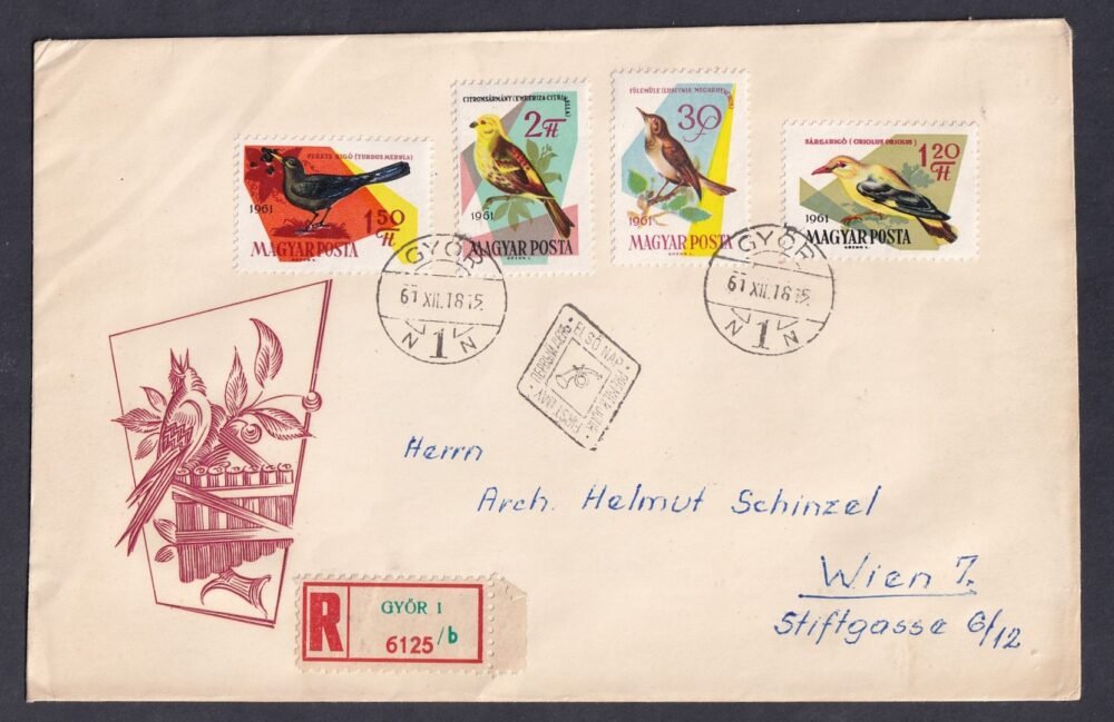 1961. Győr, Bécsbe feladott ajánlott FDC
