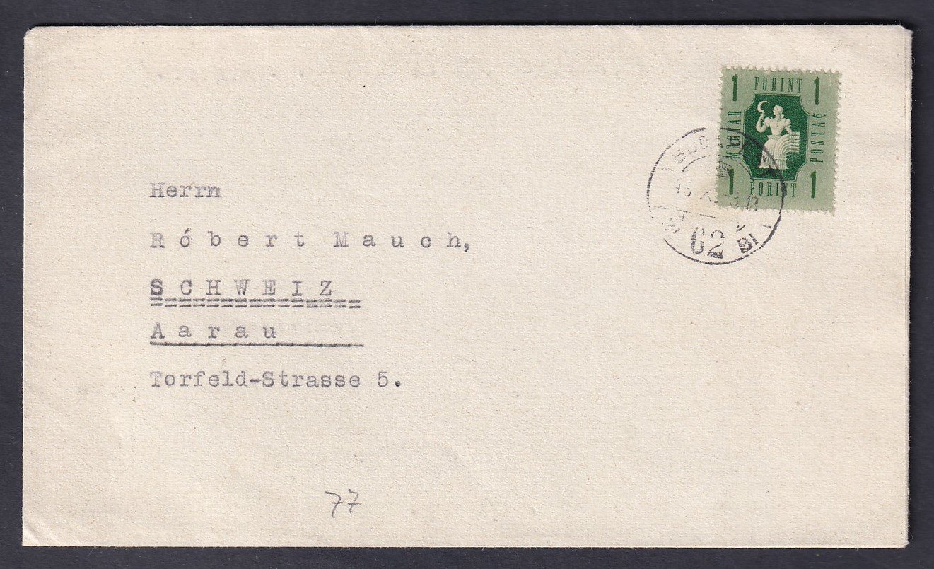 1946. Budapest, Svájcba feladott levél