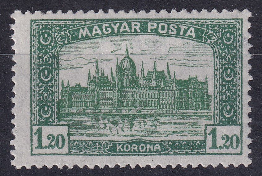 1919. 1.20 Korona - elcsúszott középrész (hátoldalán garancia jelzéssel)