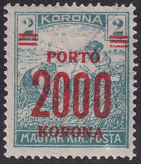 1921/1925. Kisegítő portó 2000/2 Korona - elcsúszott felülnyomat