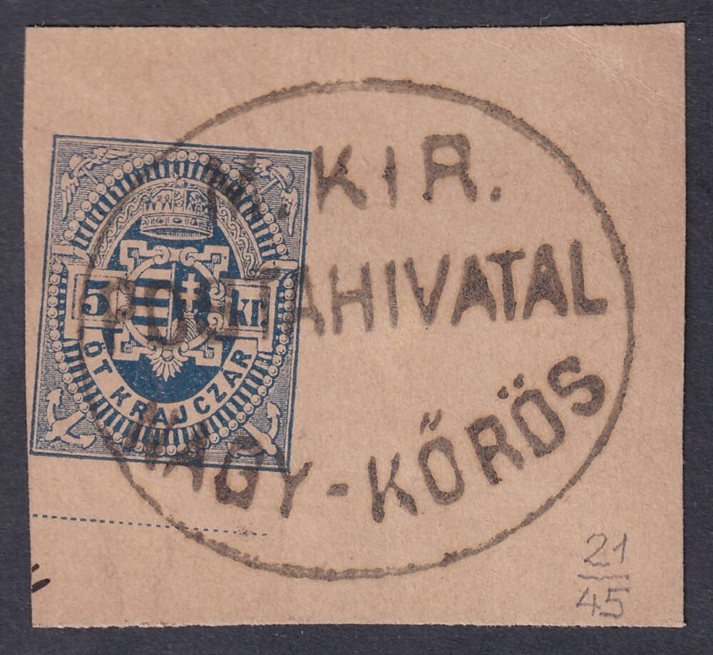 Nagy Kőrös, távírat díjjegyes kivágás - különleges hivatali bélyegzés!