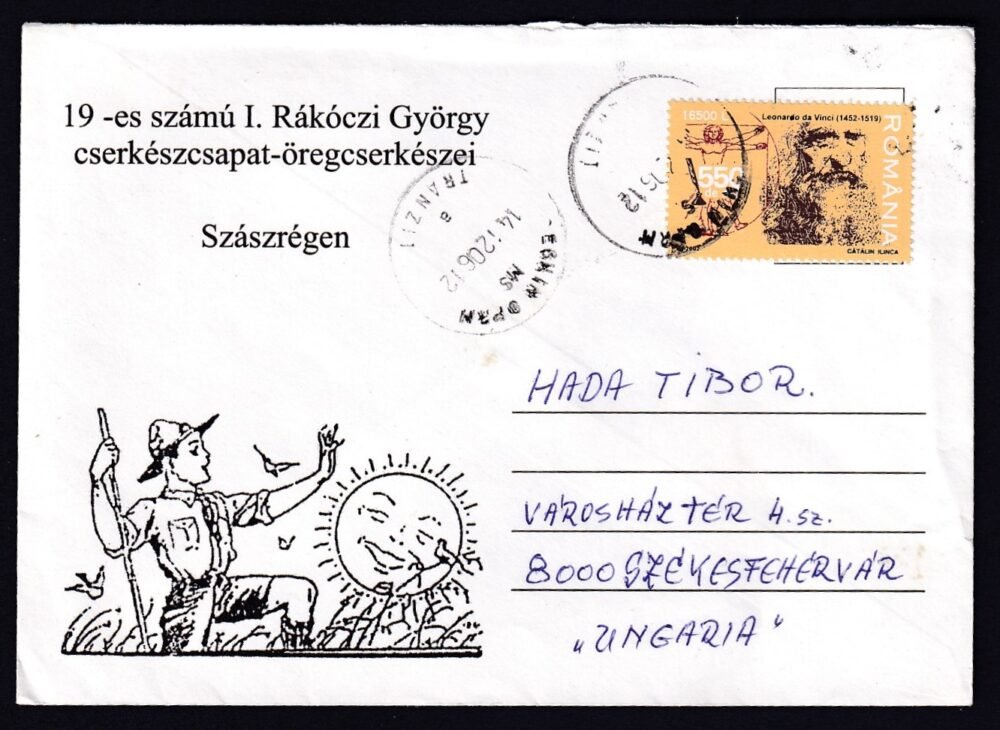 Románia, Székesfehérvárra feladott (cserkész) levél