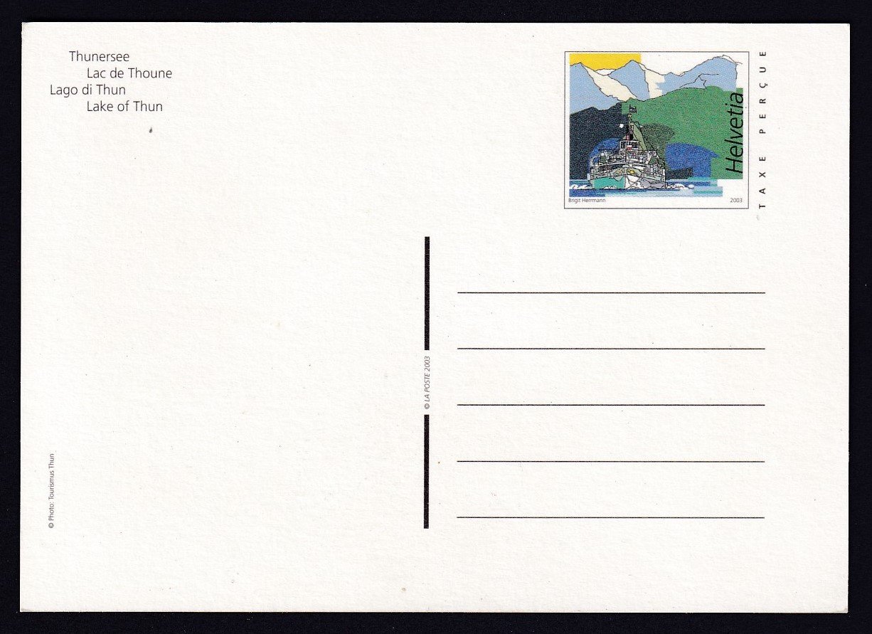 2003. Svájc, Thuni-tó díjjegyes képeslap
