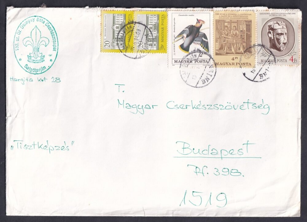 1996. Salgótarján, Budapestre feladott cserkész levél