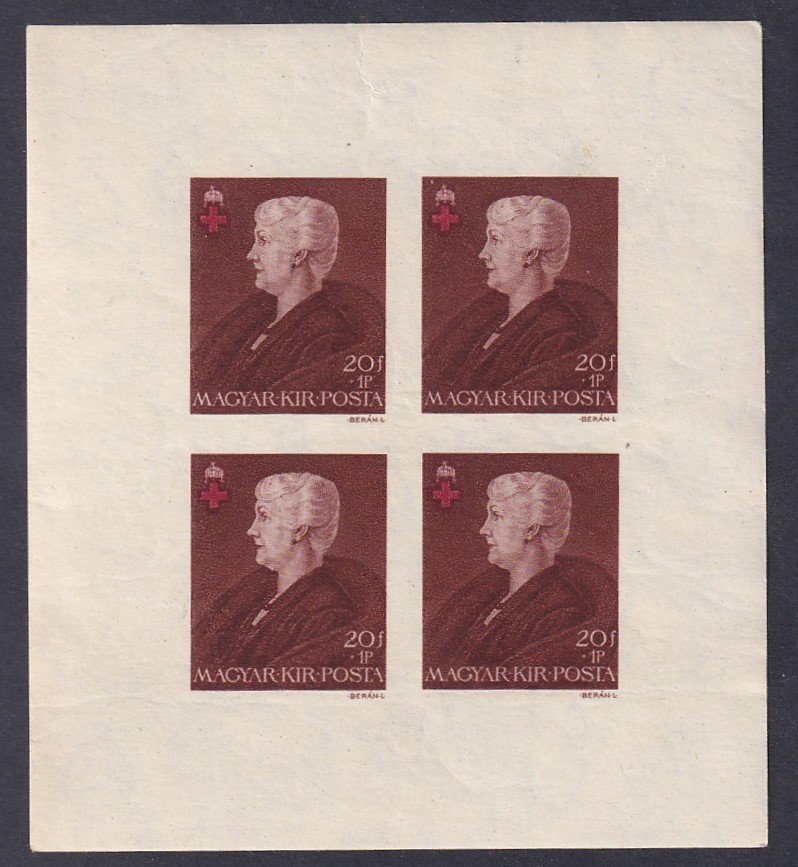 1942. Vöröskereszt II. 20 f vágott kisív