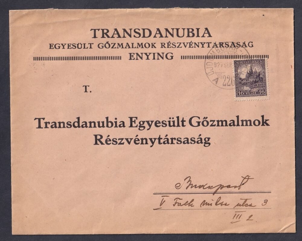 1927. Újdombovár, Budapesre feladott céges levél